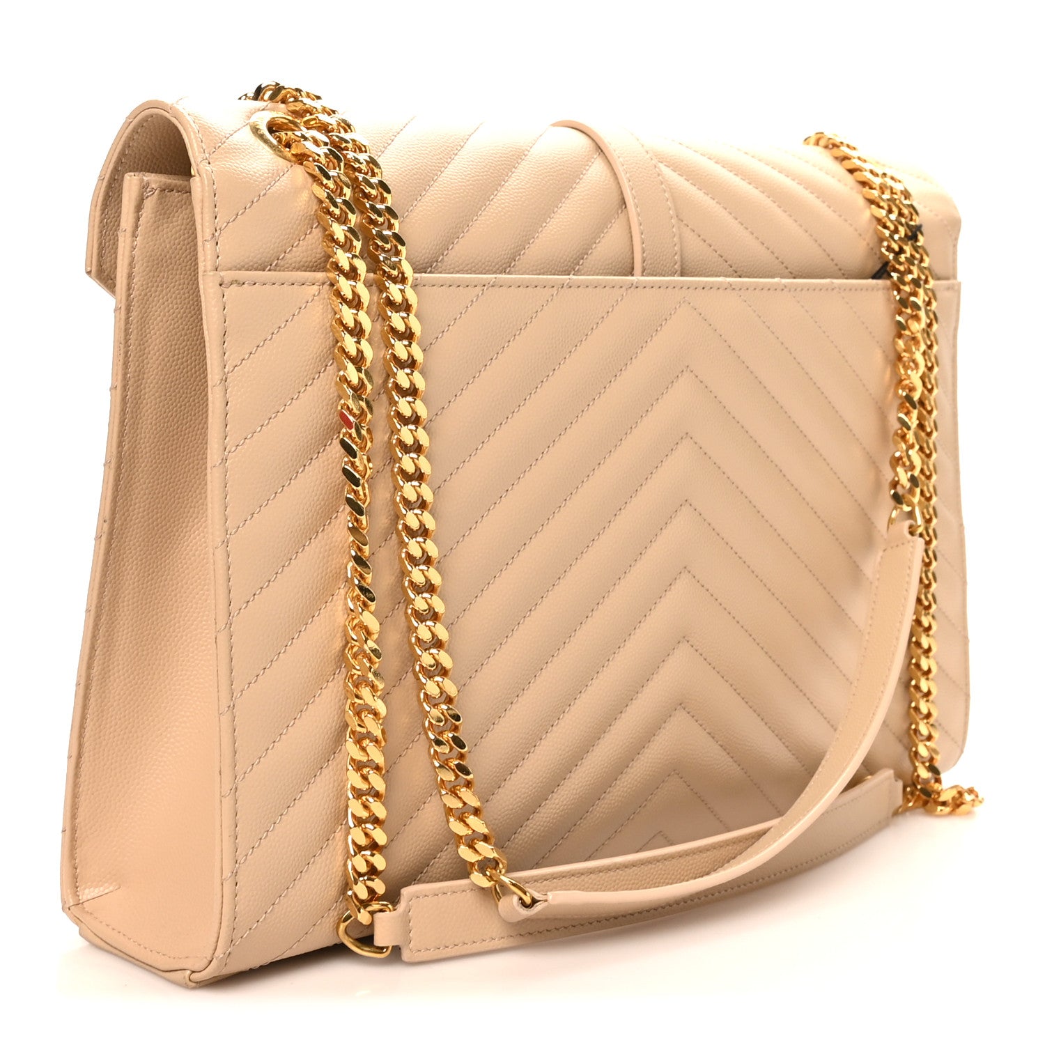 Saint Laurent Grain De Poudre Matelasse Chevron Large Monogram Satchel Nude Powder 3 of 10