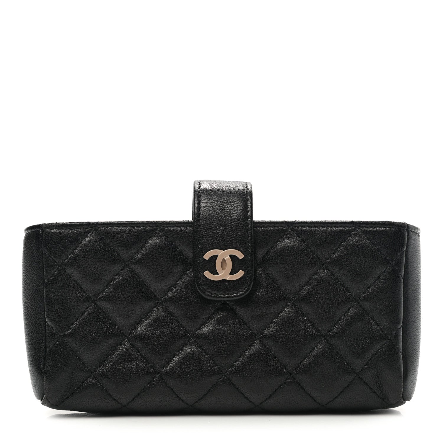 Chanel Lambskin Quilted Mini Phone Holder Clutch Black 1 of 8