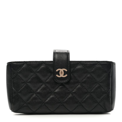 Chanel Lambskin Quilted Mini Phone Holder Clutch Black 1 of 8