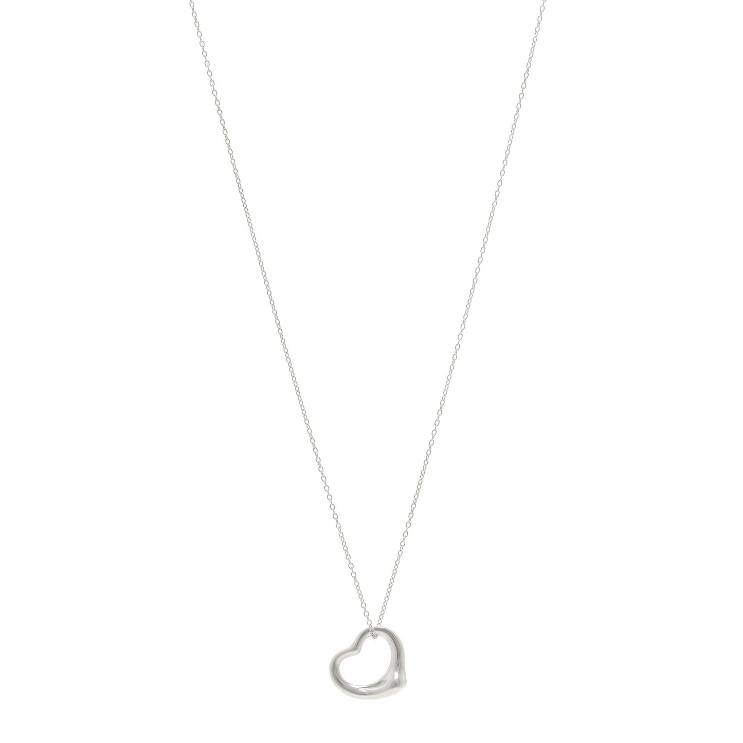 Sterling Silver 16mm Elsa Peretti Open Heart Pendant Necklace