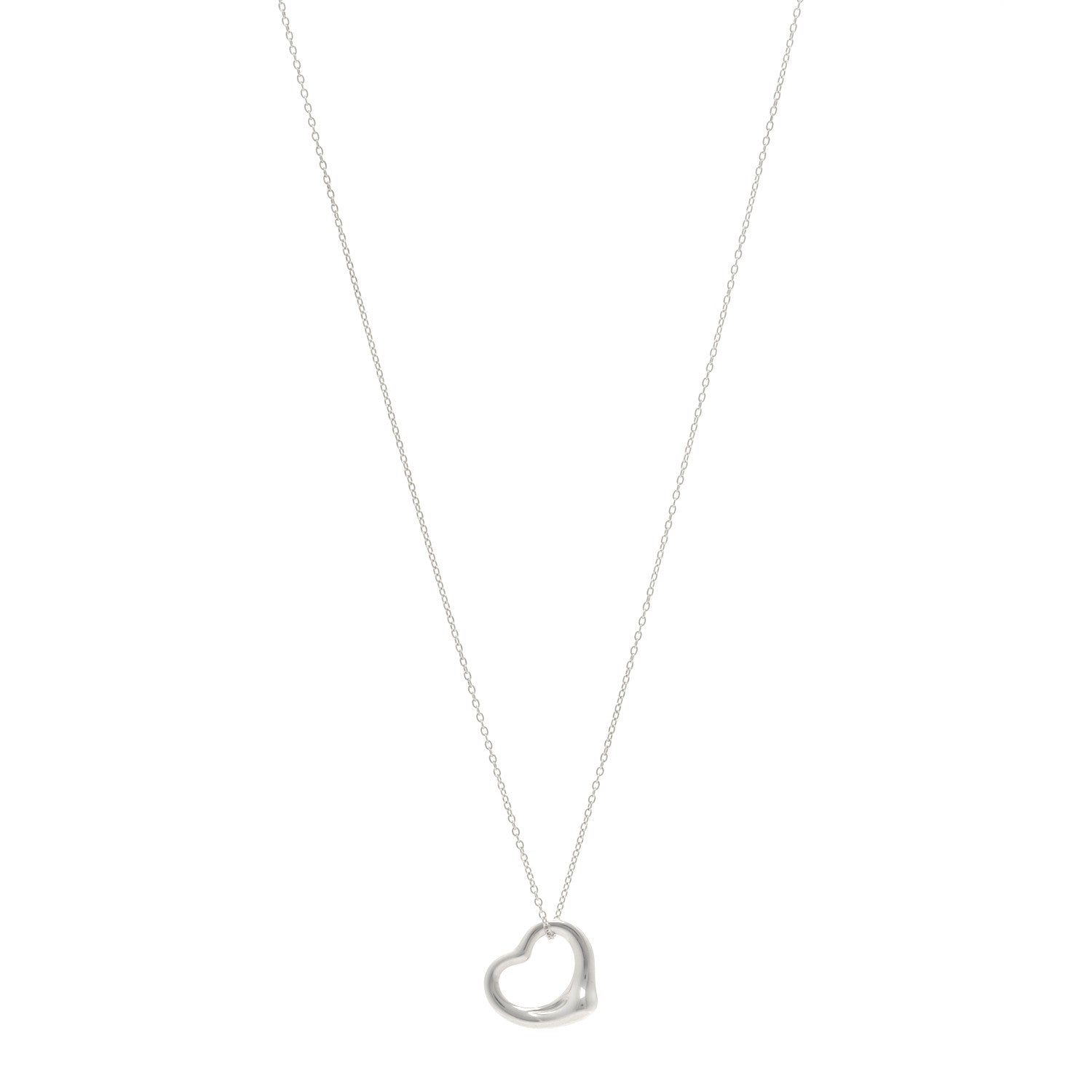 Tiffany Sterling Silver 16mm Elsa Peretti Open Heart Pendant Necklace 1 of 5