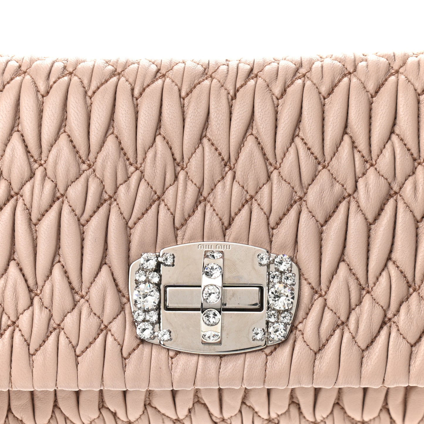 Nappa Matelasse Crystal Flap Clutch Cammeo