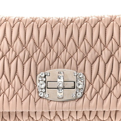 Miu Miu Nappa Matelasse Crystal Flap Clutch Cammeo 6 of 8