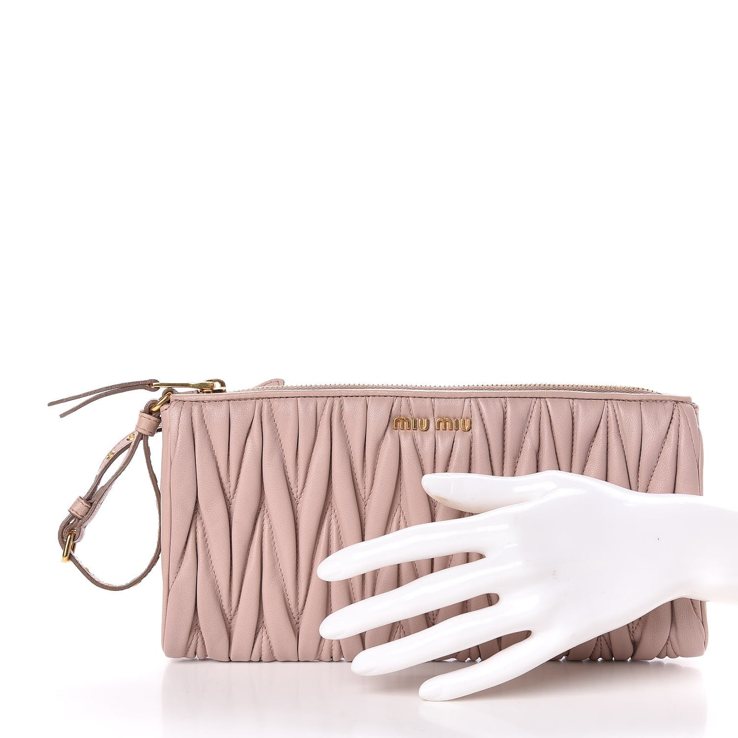 Nappa Matelasse Wristlet Cammeo