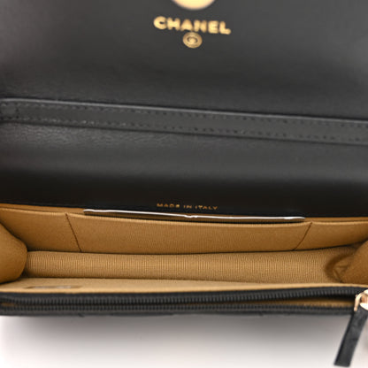 Chanel Lambskin Pearl Crush Quilted Flap Phone Holder With Chain Black 5 of 12