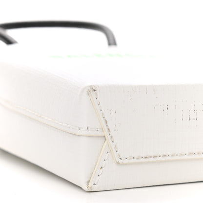 Balenciaga Squared Calfskin Logo Shopping Phone Holder Bag White Light Green 8 of 9