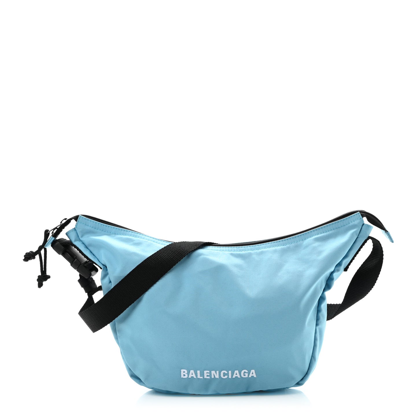 Recycled Sport Nylon Logo Embroidered Large Wheel Sling Bag Blue White