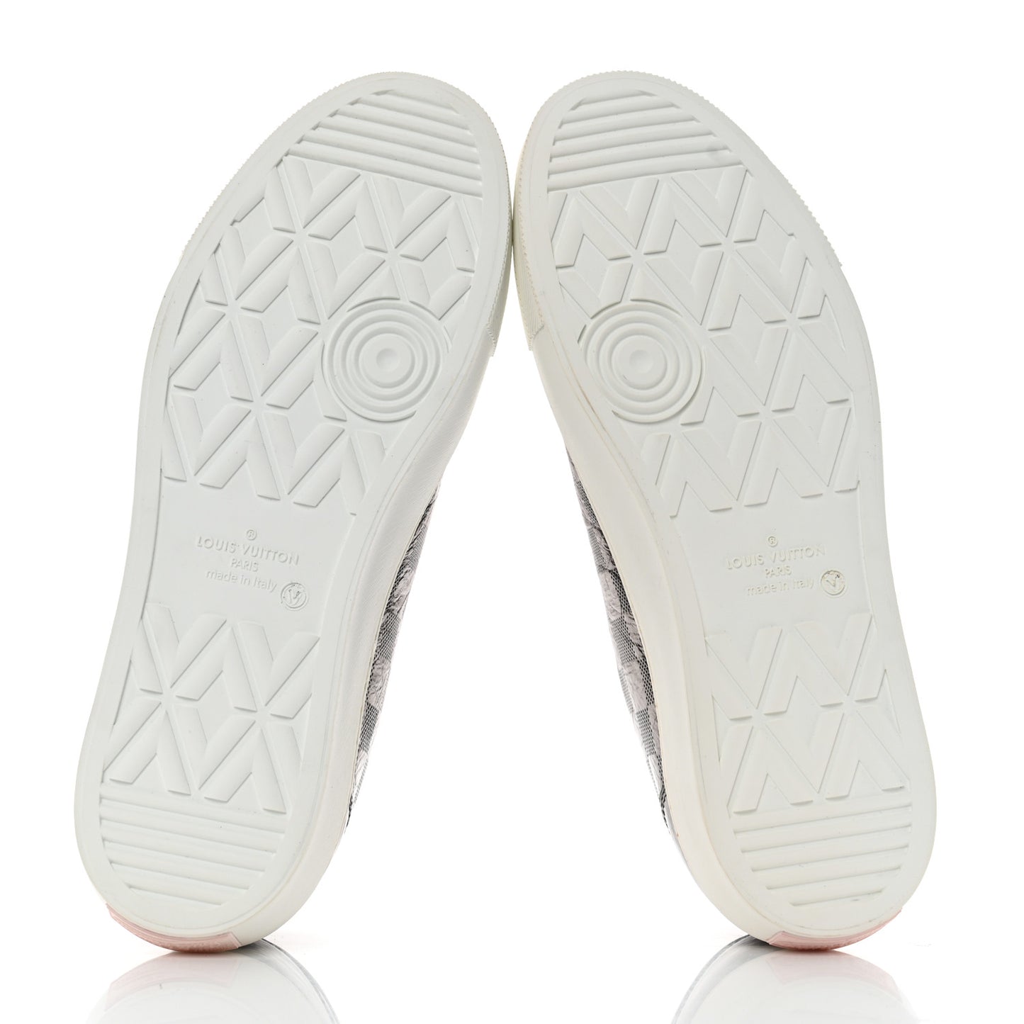 Metallic Patent Embossed Damier Tattoo Mens Low Top Sneakers 7.5 Grey