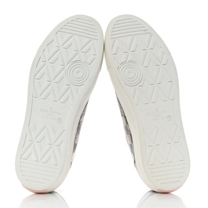 Louis Vuitton Metallic Patent Embossed Damier Tattoo Mens Low Top Sneakers 7.5 Grey 5 of 9