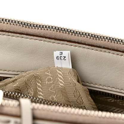 Prada City Calf Mini Hand Stitched Galleria Double Zip Tote White 7 of 12