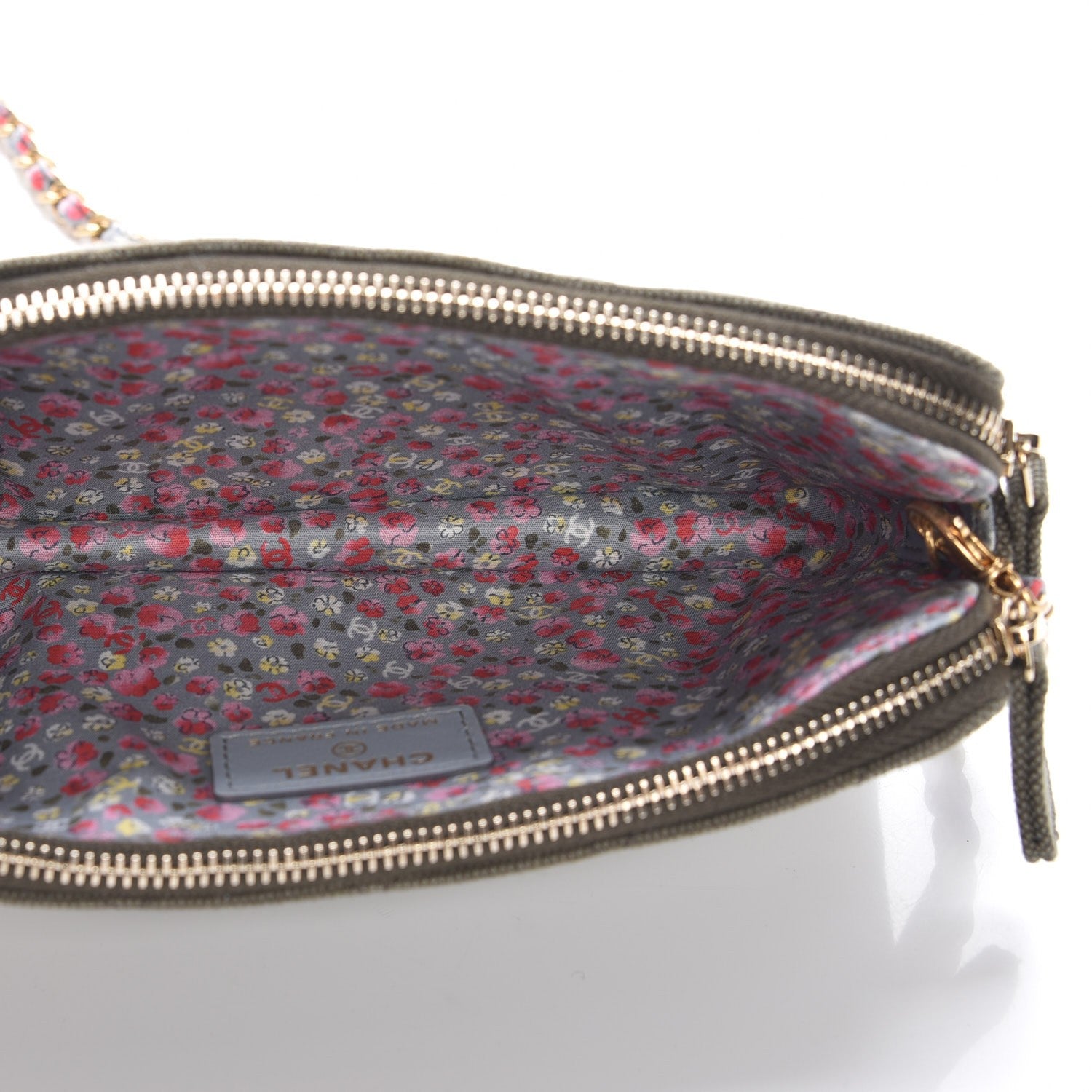 Chanel Canvas Quilted Coco Cuba Small Clutch With Chain Khaki 5 of 9