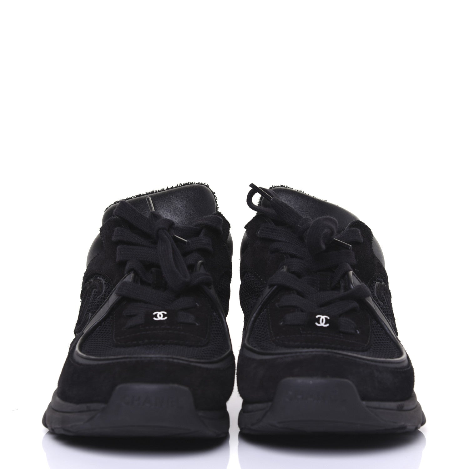 Chanel Toile Suede Calfskin CC Sneakers 39 Black 3 of 11