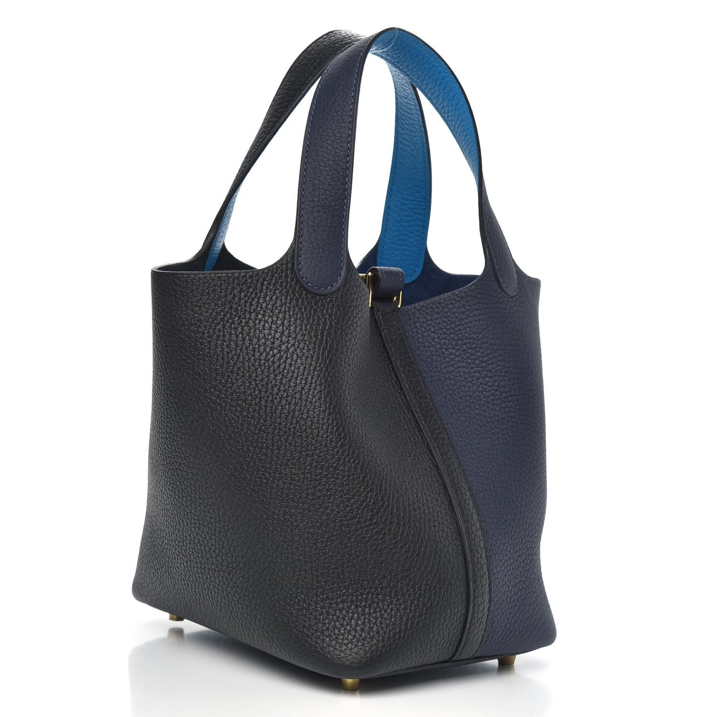 Taurillon Clemence Casaque Picotin Lock 18 PM Blue Nuit Black Bleu Frida