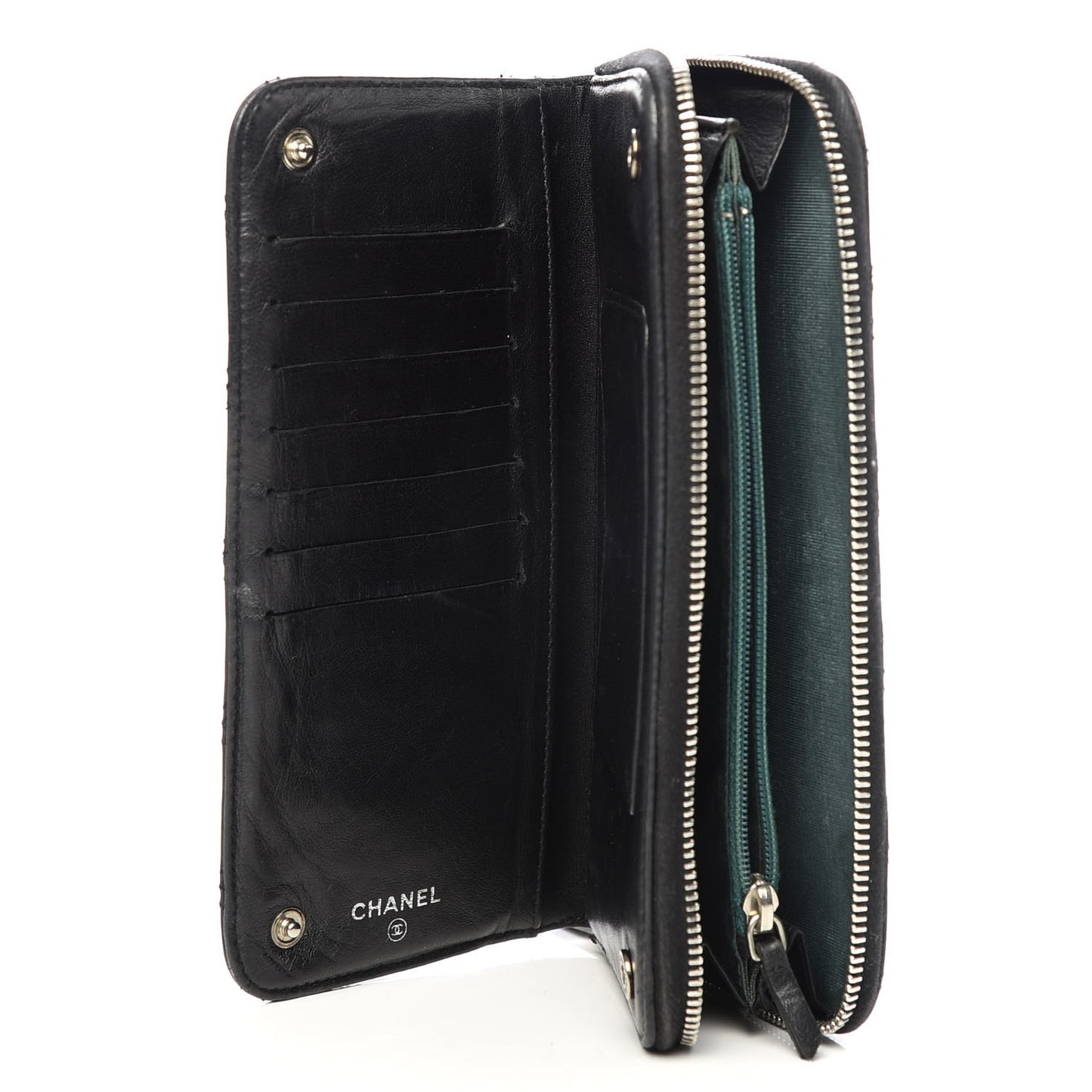 Aged Calfskin Quilted Paris New York PNY Wallet Black