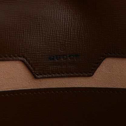 Gucci GG Supreme Monogram Azalea Calfskin Web Small Horsebit 1955 Crossbody Bag Beige Ebony Brown Sugar 6 of 10