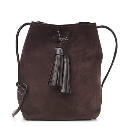 Tom Ford Suede Medium Double Tassel Bucket Bag Dark Brown 1 of 10