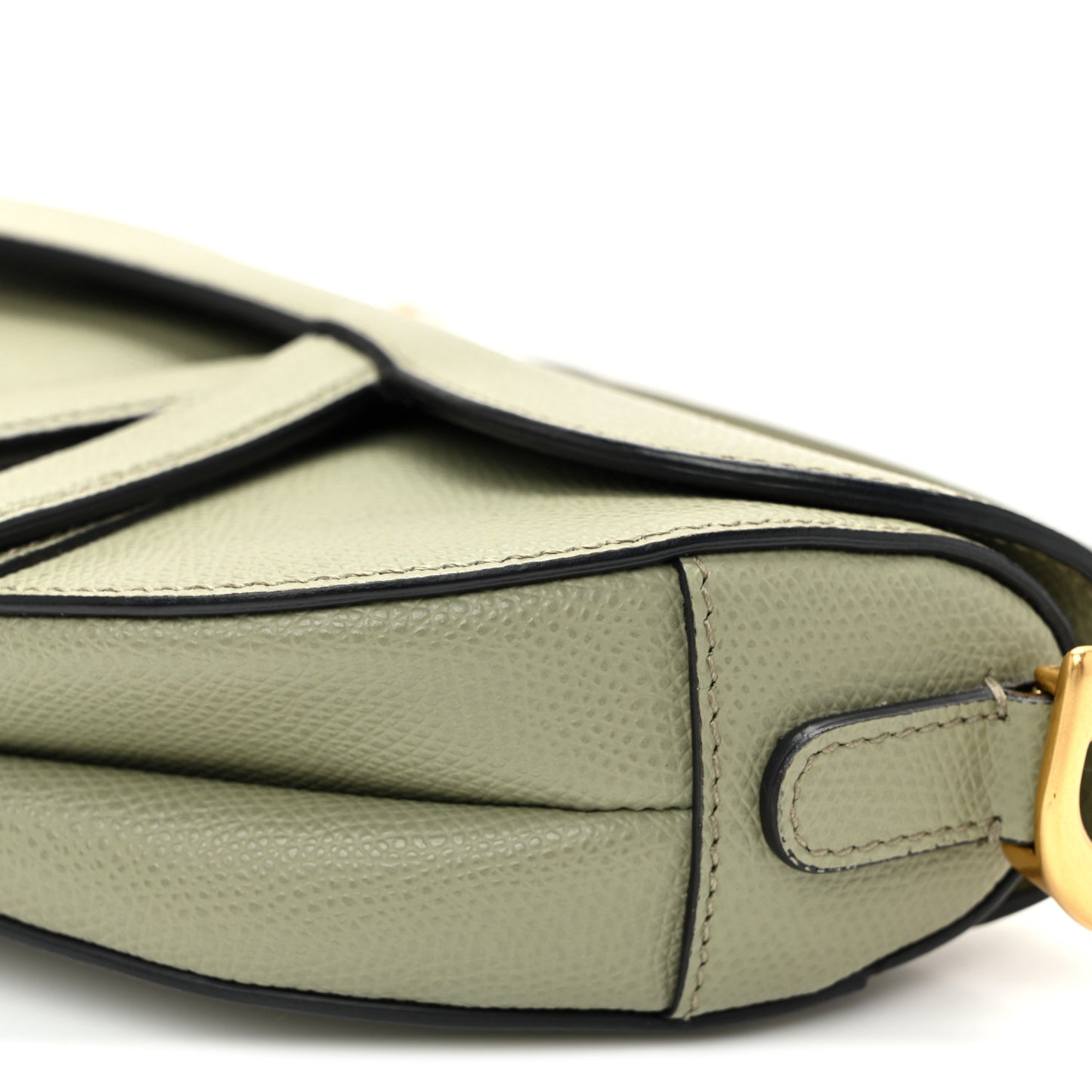 Grained Calfskin Mini Saddle Bag Sage Green