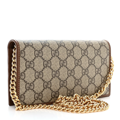 Gucci GG Supreme Monogram Azalea Calfskin Horsebit 1955 Wallet On Chain Beige Ebony Brown Sugar 3 of 11