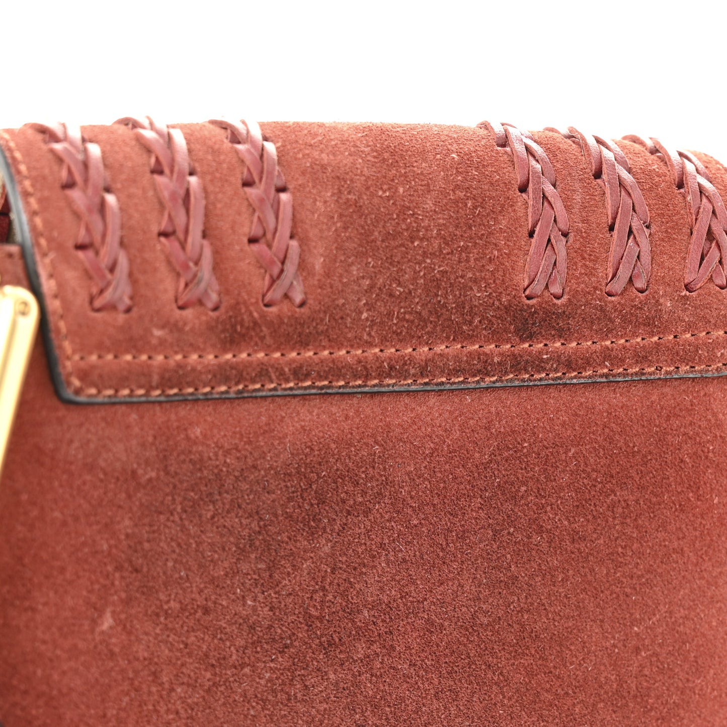 Suede Calfskin Braided Mini Hudson Shoulder Bag Sienna Red