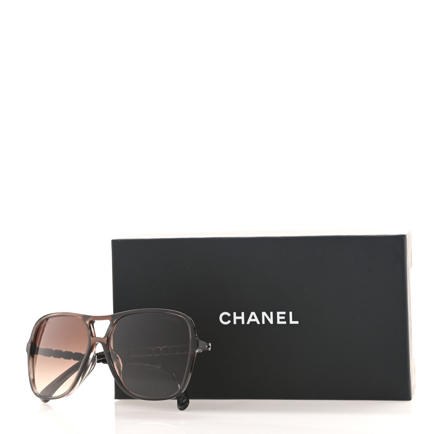 Chanel Metal Calfskin Polarized CC Chain Pilot Sunglasses 5439-Q-A Brown 8 of 8