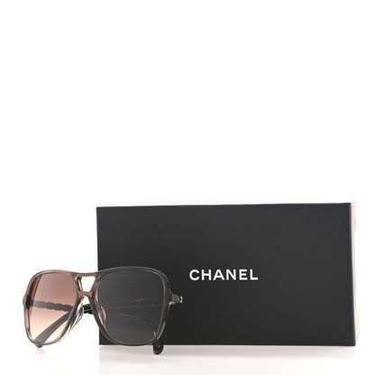 Chanel Metal Calfskin Polarized CC Chain Pilot Sunglasses 5439-Q-A Brown 8 of 8