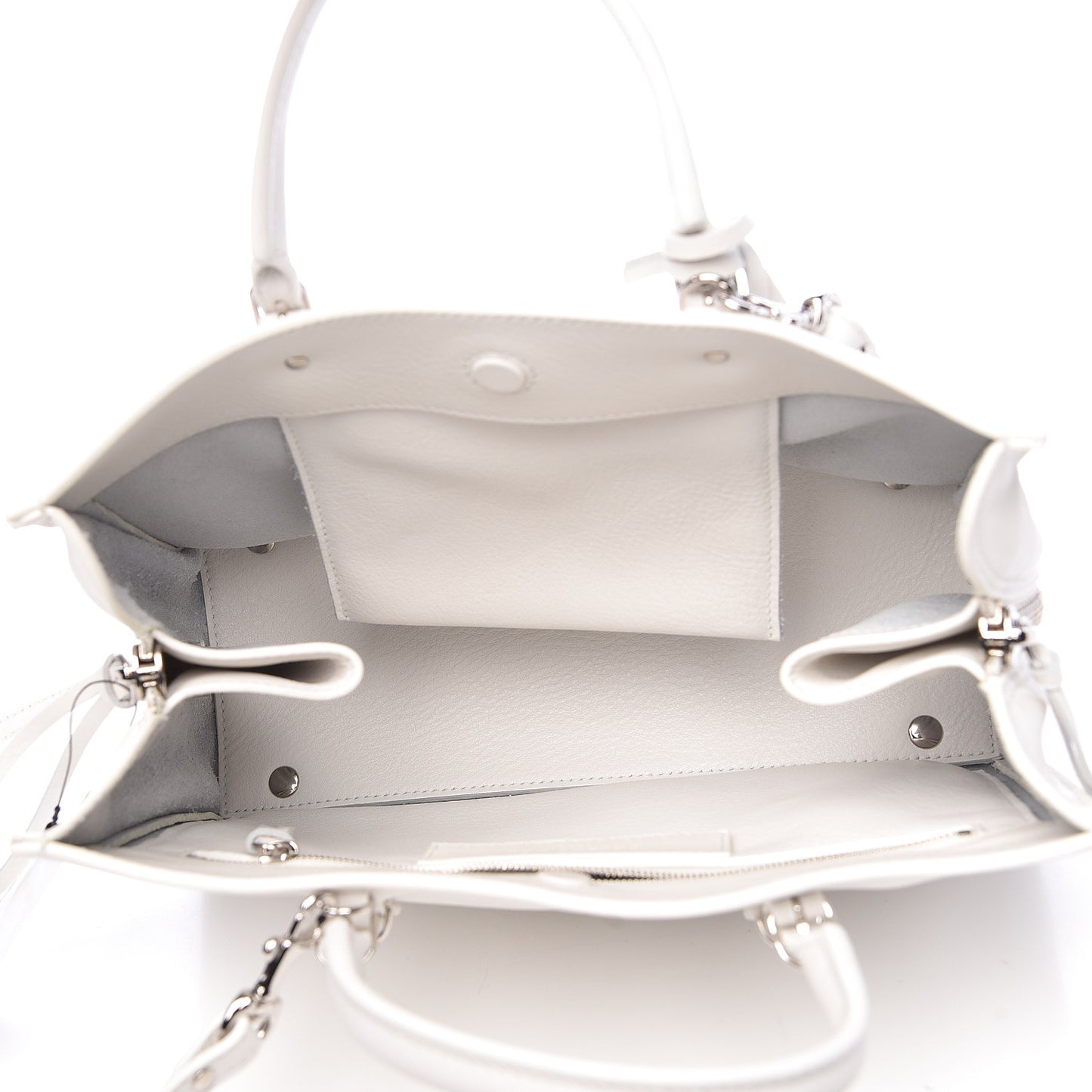 Grained Calfskin Papier Mini A4 Zip Around Tote White