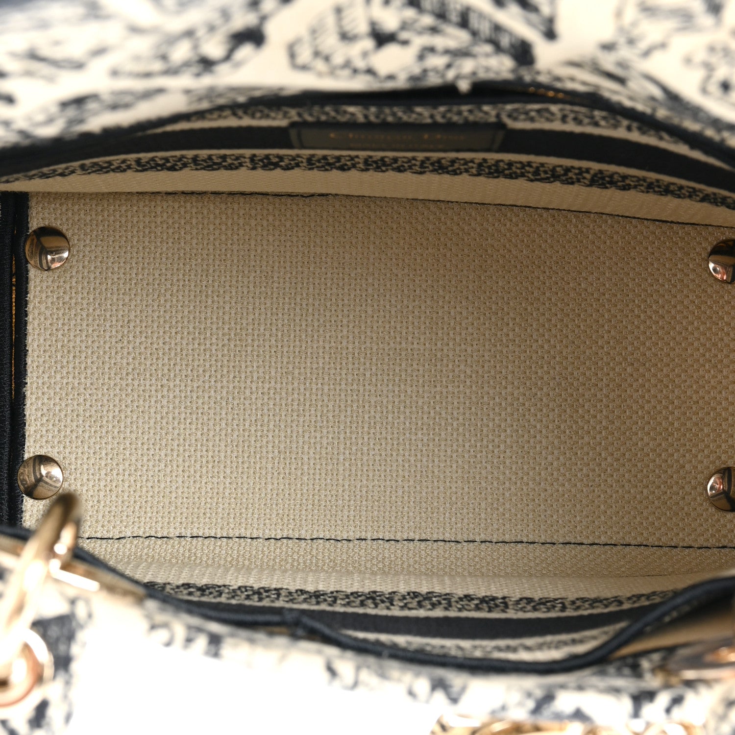 Christian Dior Canvas Embroidered Medium Plan de Paris Lady D-Lite Beige Black 5 of 9