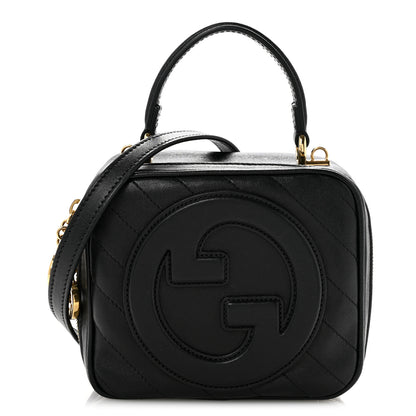 Gucci Sakai Be Green Calfskin Diagonal Stitched Blondie Top Handle Bag Black 1 of 14