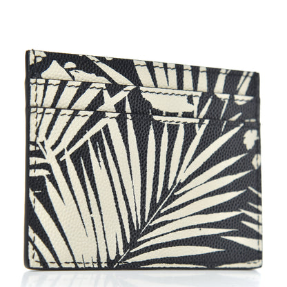 Saint Laurent Grain De Poudre Palm Tree Card Case Black Off White 3 of 7