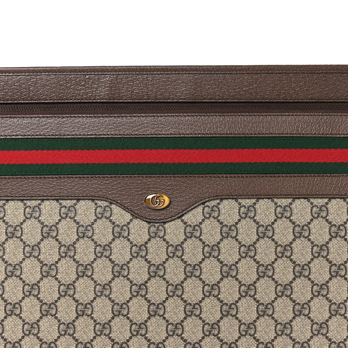 GG Supreme Monogram Textured Calfskin Web Ophidia Documents Holder Beige Ebony New Acero