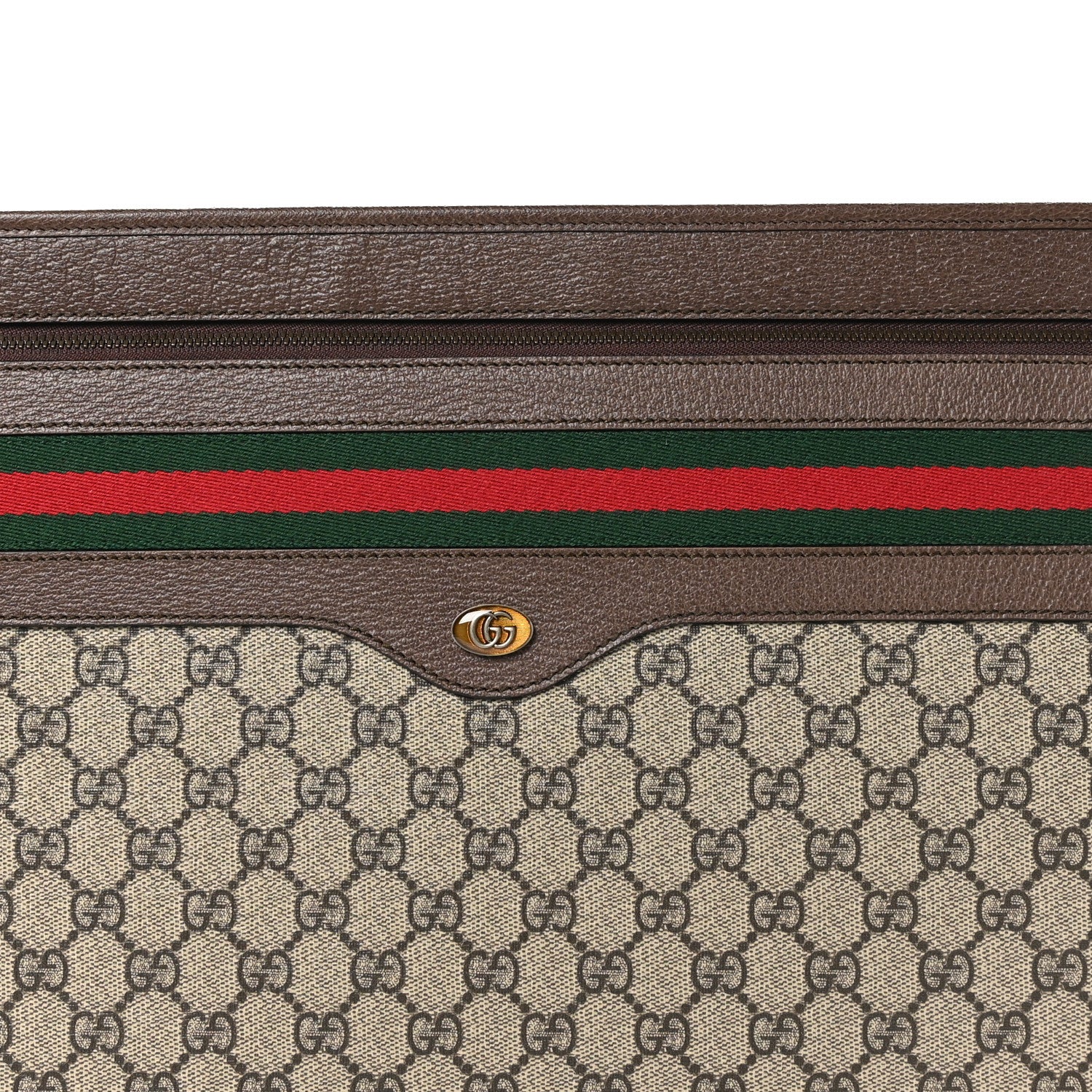 Gucci GG Supreme Monogram Textured Calfskin Web Ophidia Documents Holder Beige Ebony New Acero 8 of 11