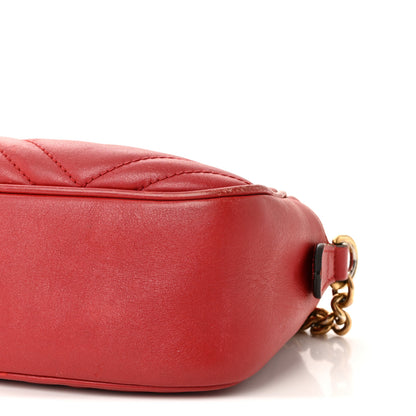 Gucci Calfskin Matelasse Small GG Marmont Chain Shoulder Bag Hibiscus Red 10 of 10