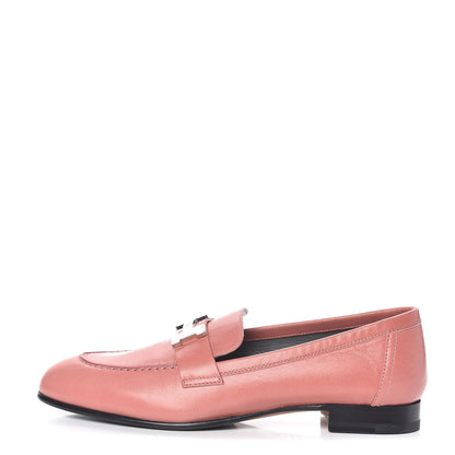 Hermes Goatskin Paris Loafers 37 Rouge Blush 1 of 9