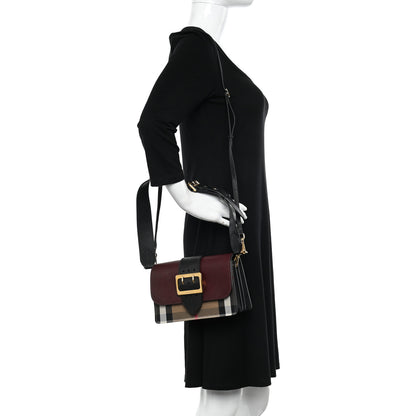 Burberry House Check Bridle Calfskin Madison Buckle Bag Burgundy 2 of 12