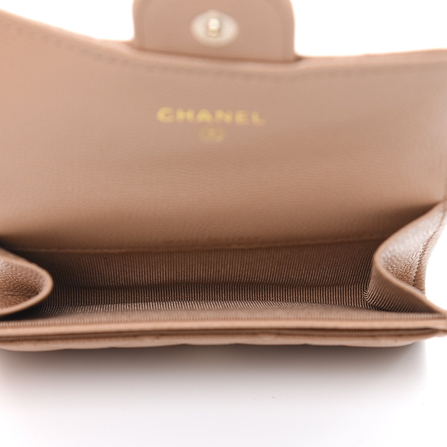 Chanel Caviar Quilted Flap Card Holder Wallet Beige 5 of 9