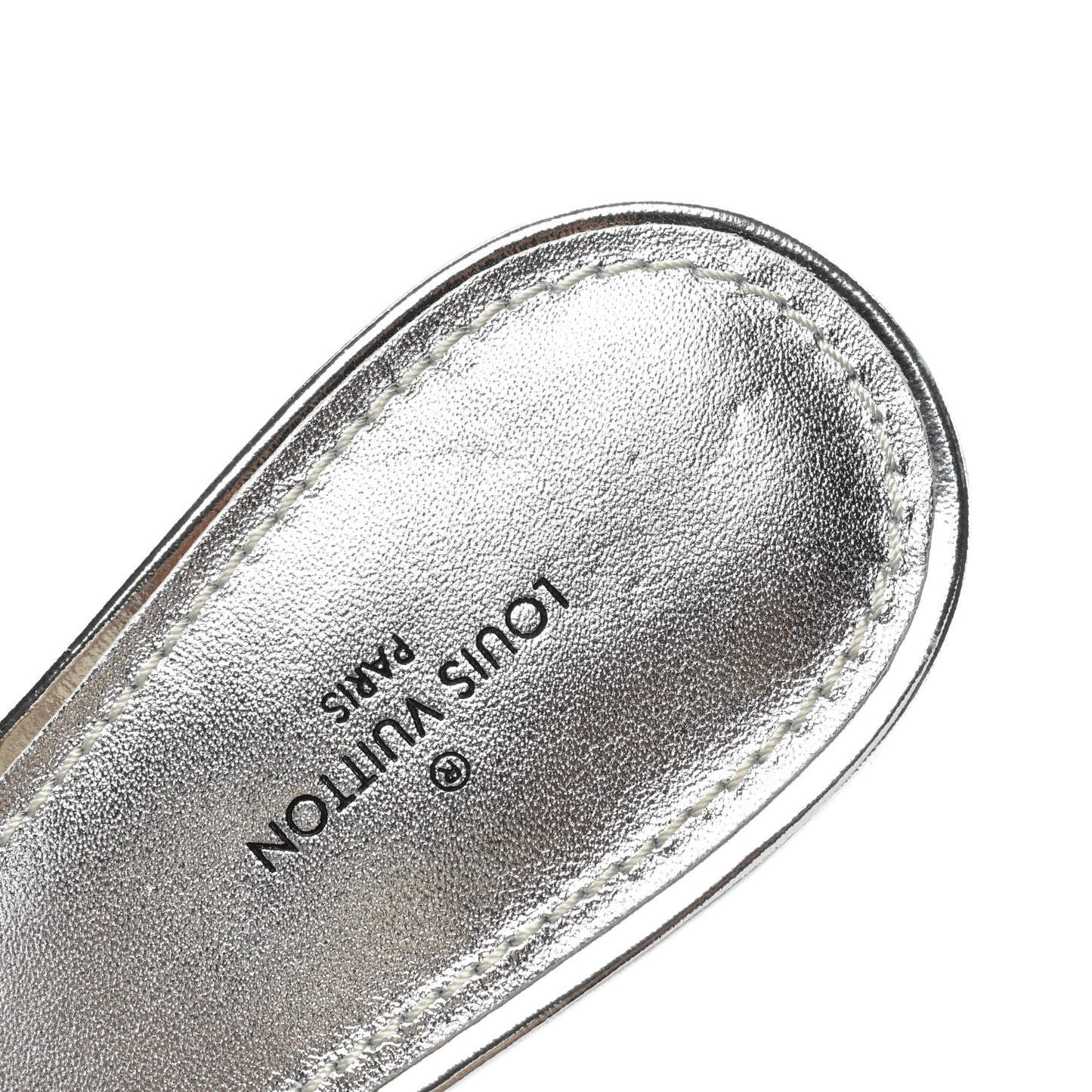 Metallic Lambskin Embossed Monogram Revival High Heel Mules 39 Silver