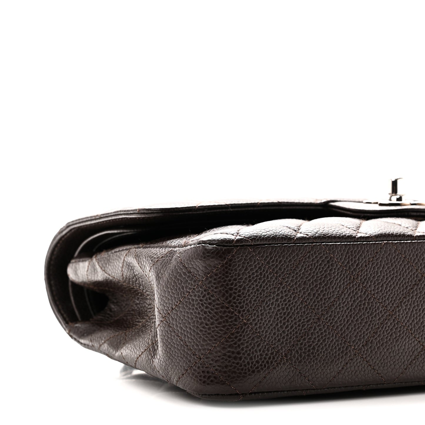 Caviar Quilted Medium Double Flap Brown