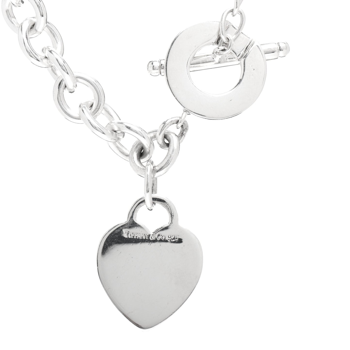 Sterling Silver Heart Tag Toggle Necklace