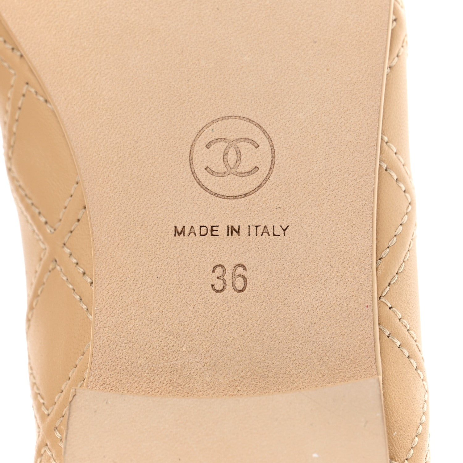 Chanel Lambskin Patent Calfskin Double Stitched CC Cap Toe Ballerina Flats 36 Beige Black 6 of 9
