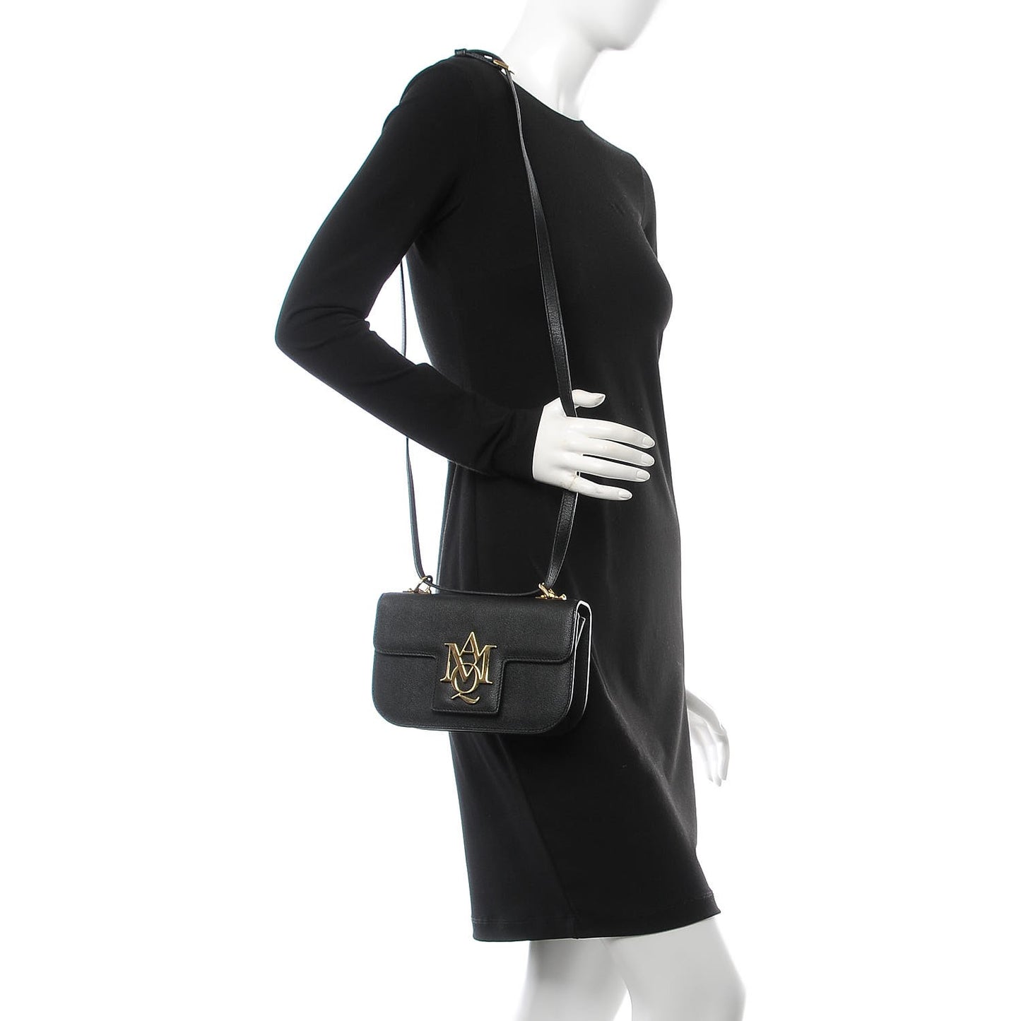Little Stones Calfskin Small Insignia Flap Black