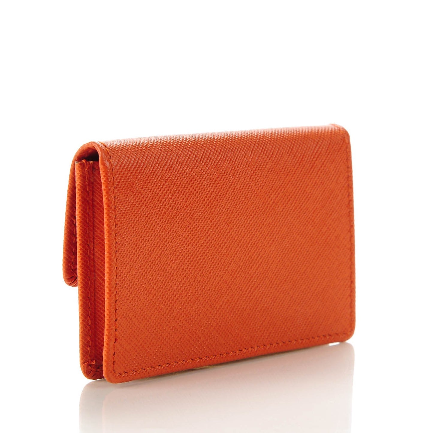 Saffiano Metal Business Card Holder Papaya