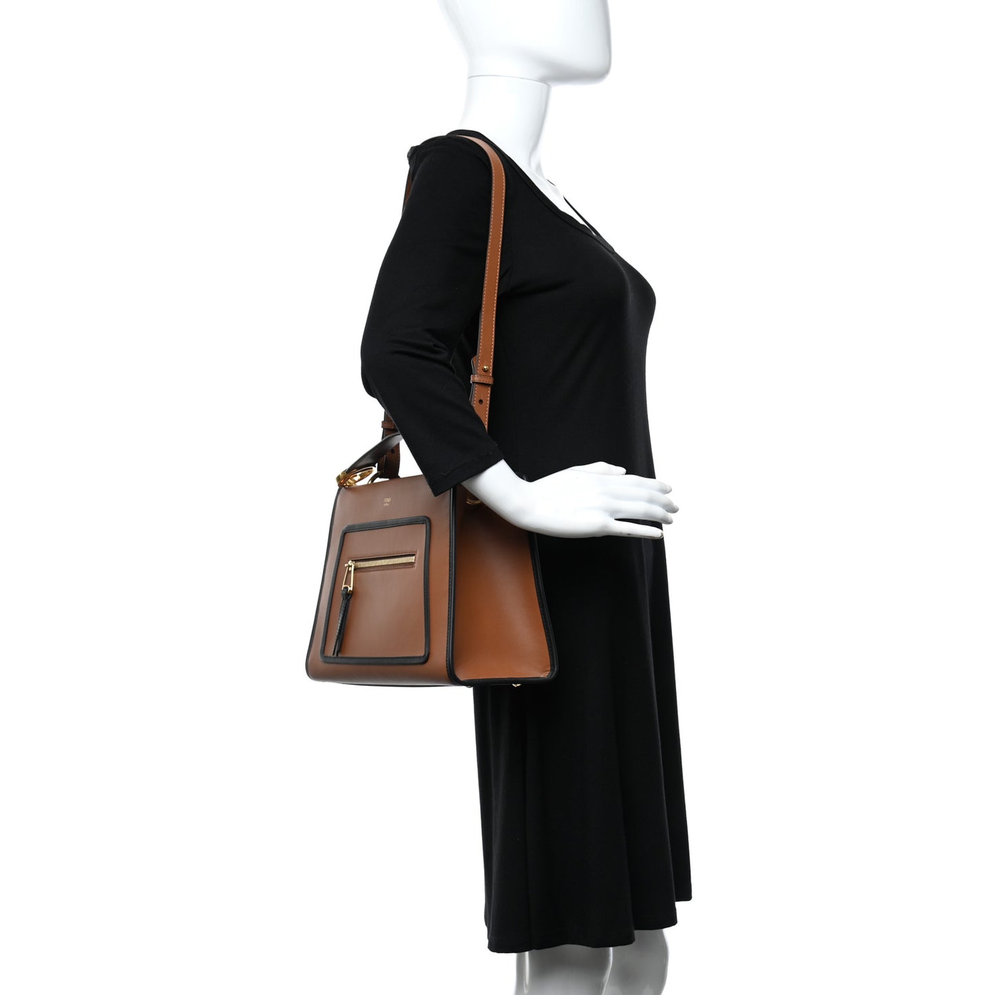 Vitello Century Opaco F is Fendi Bi-Color Small Runaway Satchel Corteccia Black