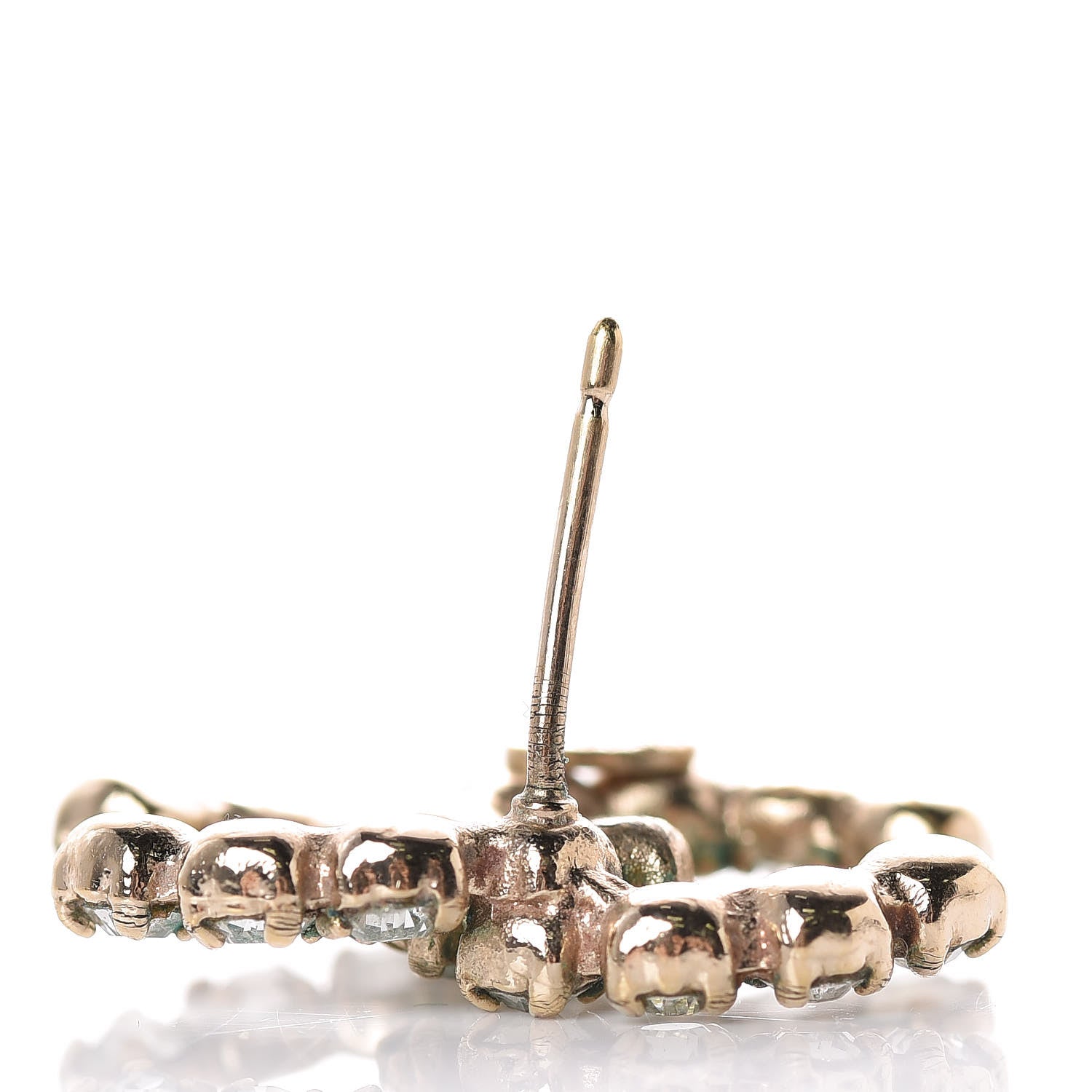 Chanel Crystal CC Earrings Gold 6 of 10