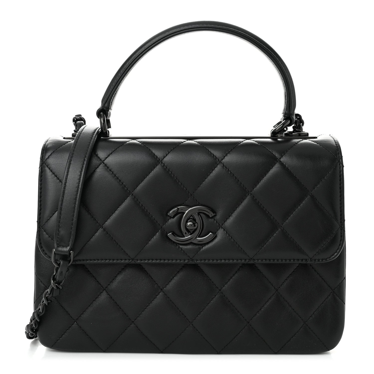 Chanel Lambskin Quilted Small Trendy CC Dual Handle Flap Bag So Black 1 of 10