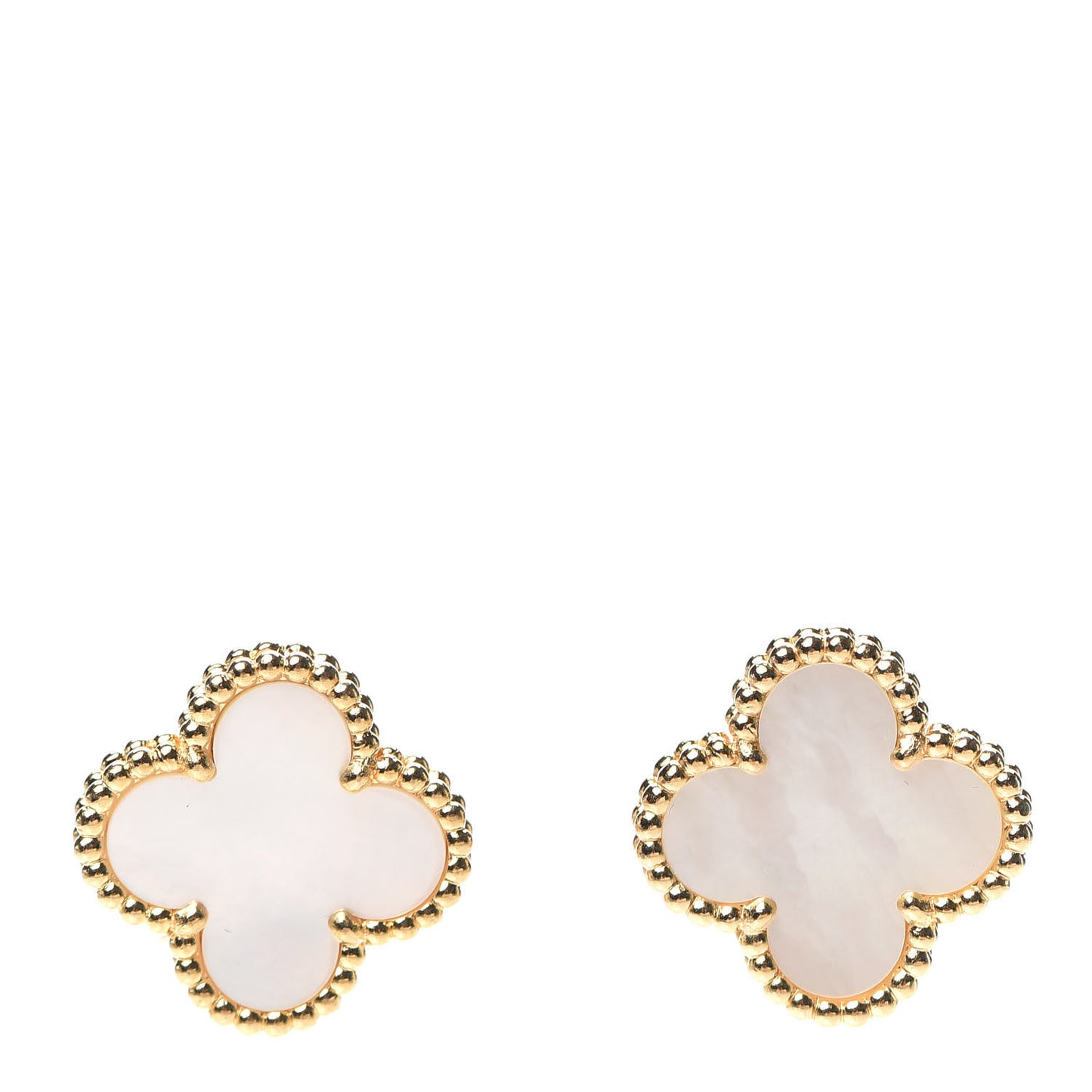 18K Yellow Gold Mother of Pearl Vintage Alhambra Earrings