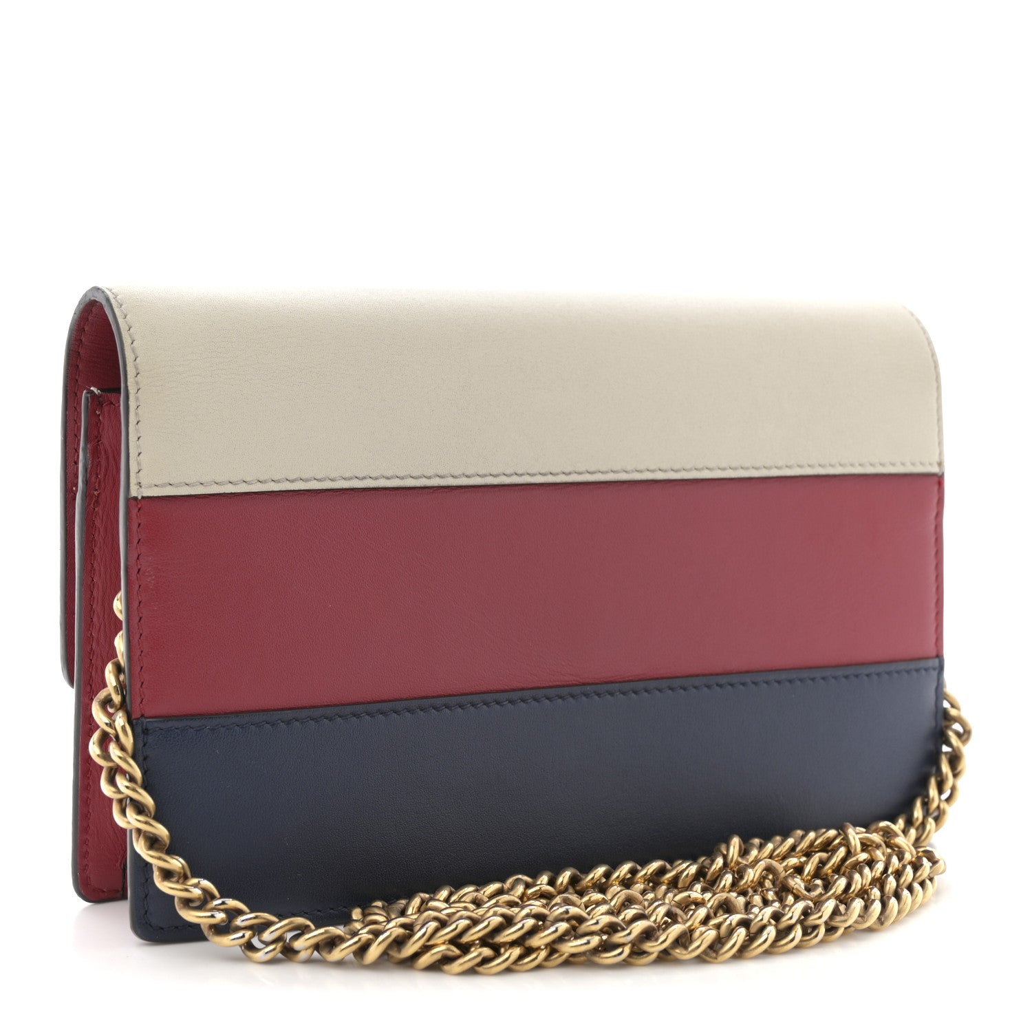 Gucci Calfskin Queen Margaret Chain Wallet Blue Agata Hibiscus Red Mystic White 3 of 10