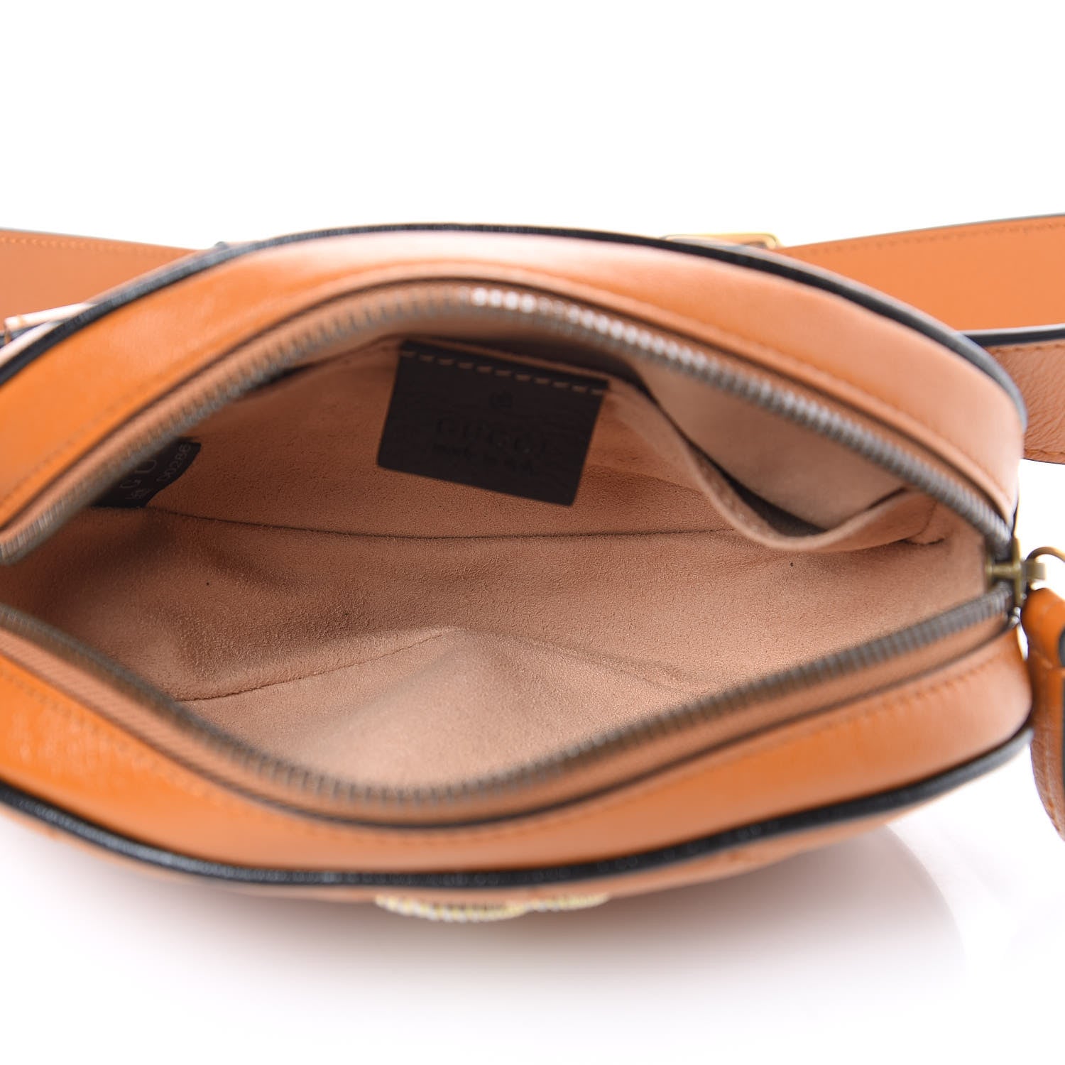Gucci Vintage Effect Calfskin Matelasse Diagonal Torchon GG Marmont Belt Bag 85 34 Cognac 5 of 9