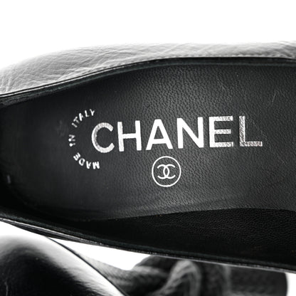 Chanel Crumpled Calfskin Knotted Heel Cap Toe Pumps 35 Black 7 of 8
