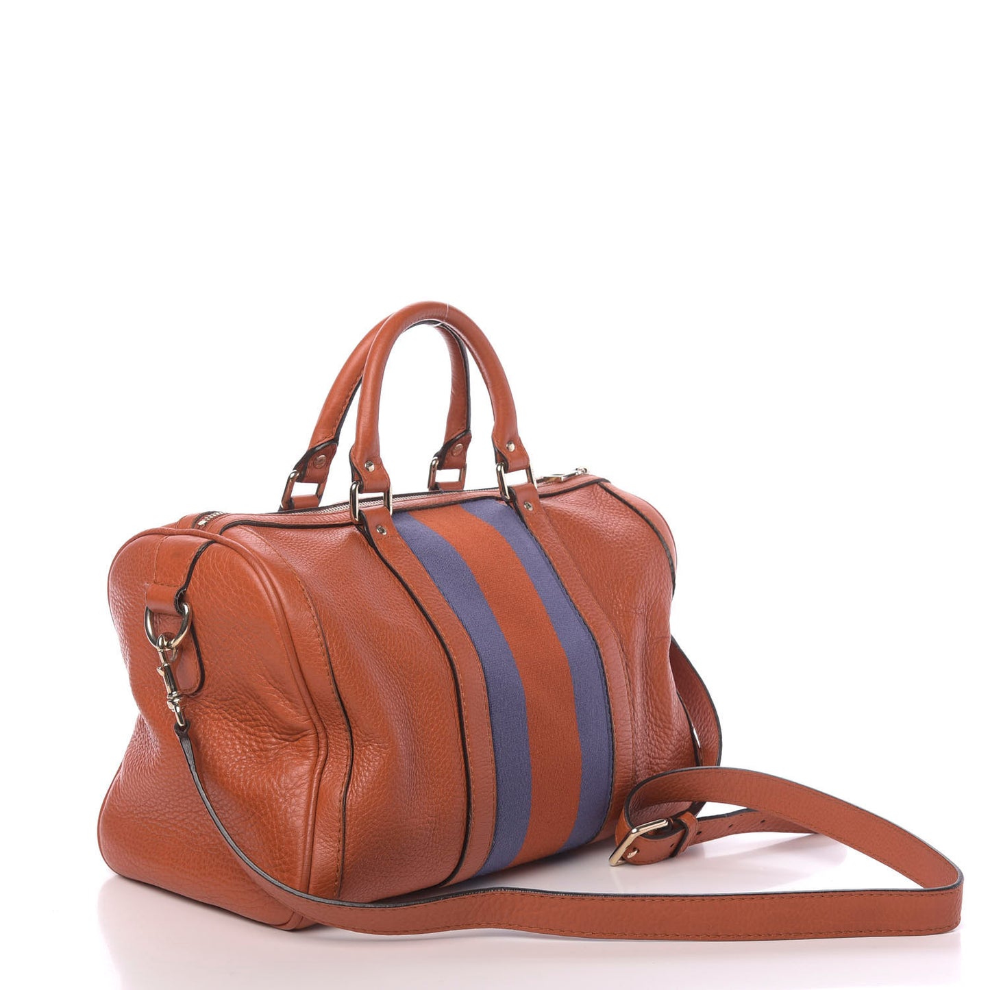 Calfskin Vintage Web Medium Boston Orange Blue