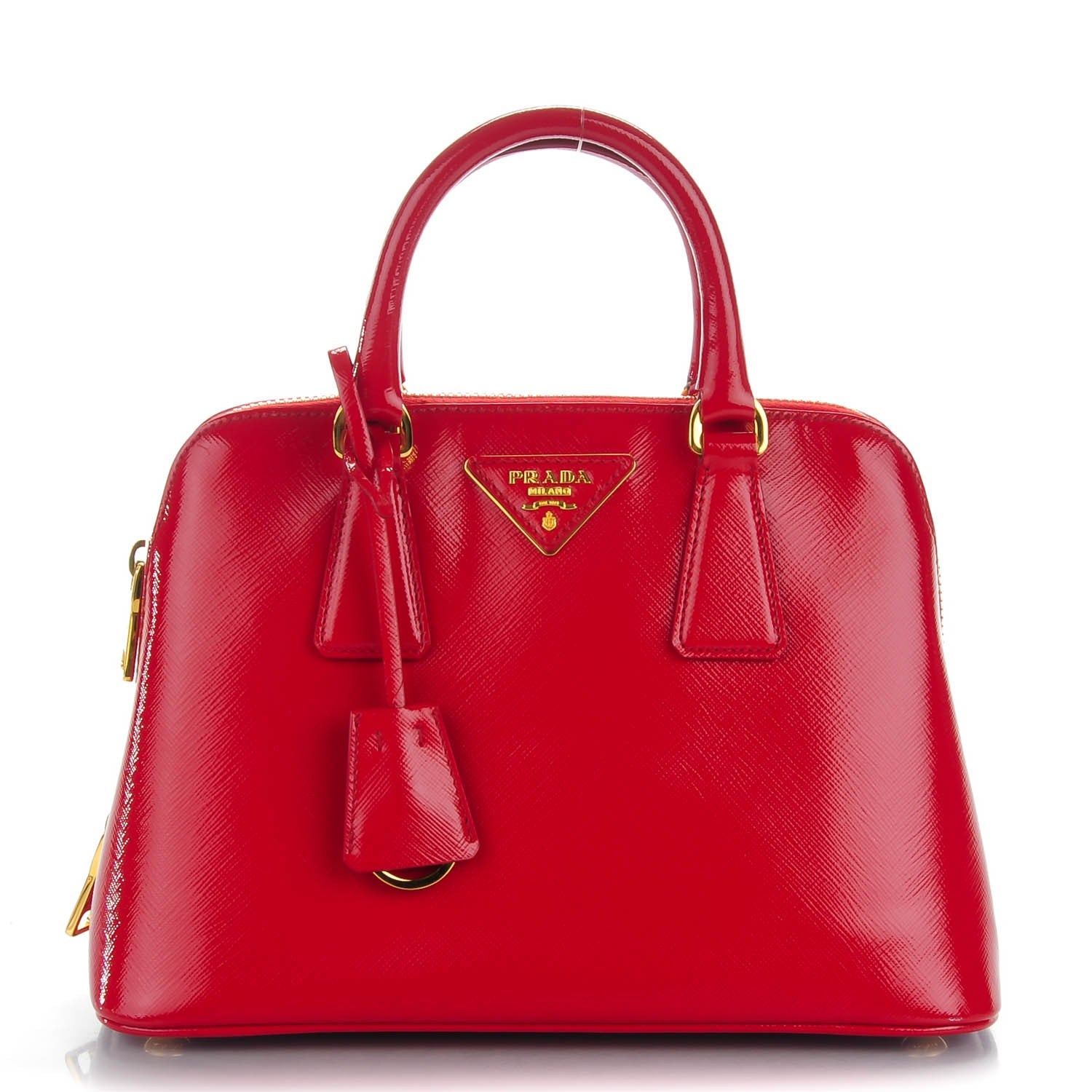 Prada Saffiano Vernice Mini Promenade Tote Rosso 1 of 8